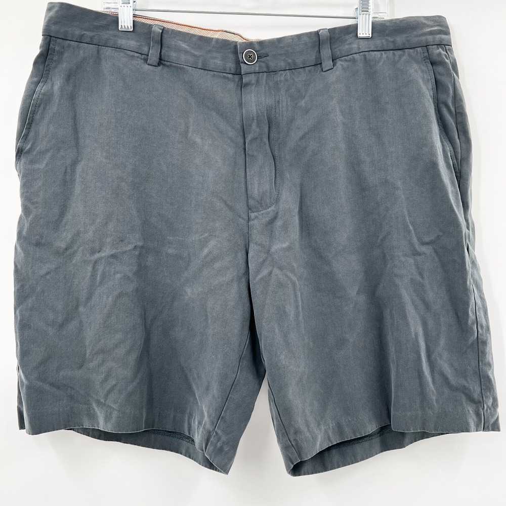 TOMMY BAHAMA Men's Size 40 100% Silk Gray Flat-Front 9" Casual/Dress Shorts